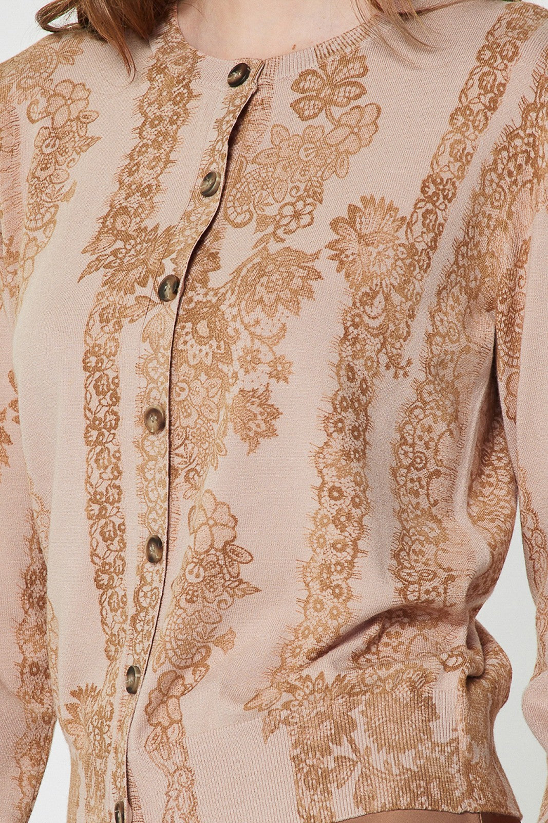 Floral Lace Print Cardigan Blush Pink Multi