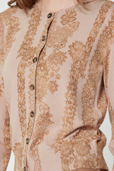 Floral Lace Print Cardigan Blush Pink Multi