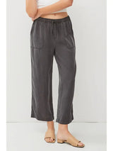 Tencel Wide Leg Cropped Pants Charcoal