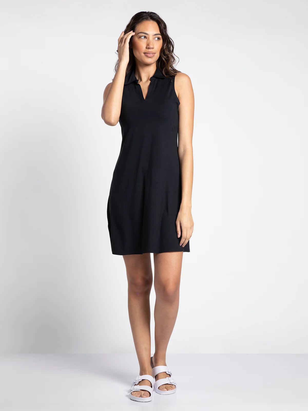 Stephanie Collared Sleeveless Dress Black