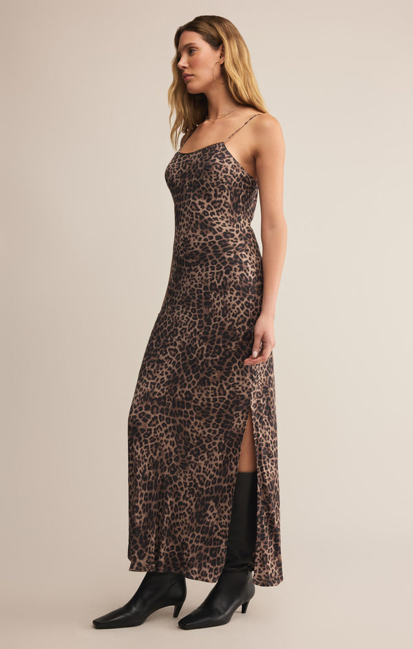 Cielo Leopard Midi Dress Desert Tan