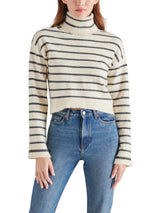 Narsha Turtleneck Stripe Bell Sleeve Sweater Ivory Stripe