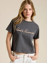 God's Favorite Graphic Crop Tee Black