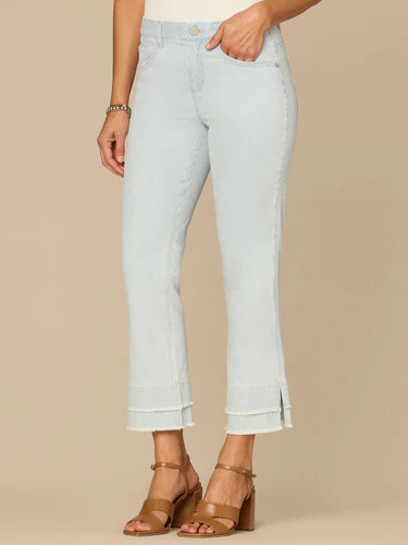 Ab Solution Double Layer Fray Hem Kick Flare Powder Blue