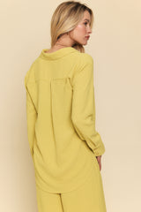 Button Down Crinkle Shirt Muted Lemon