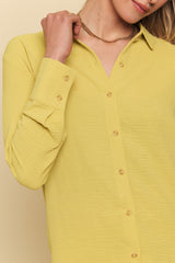 Button Down Crinkle Shirt Muted Lemon