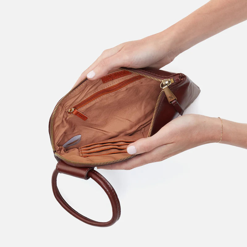 Sable Polished Leather Clutch Chocolate