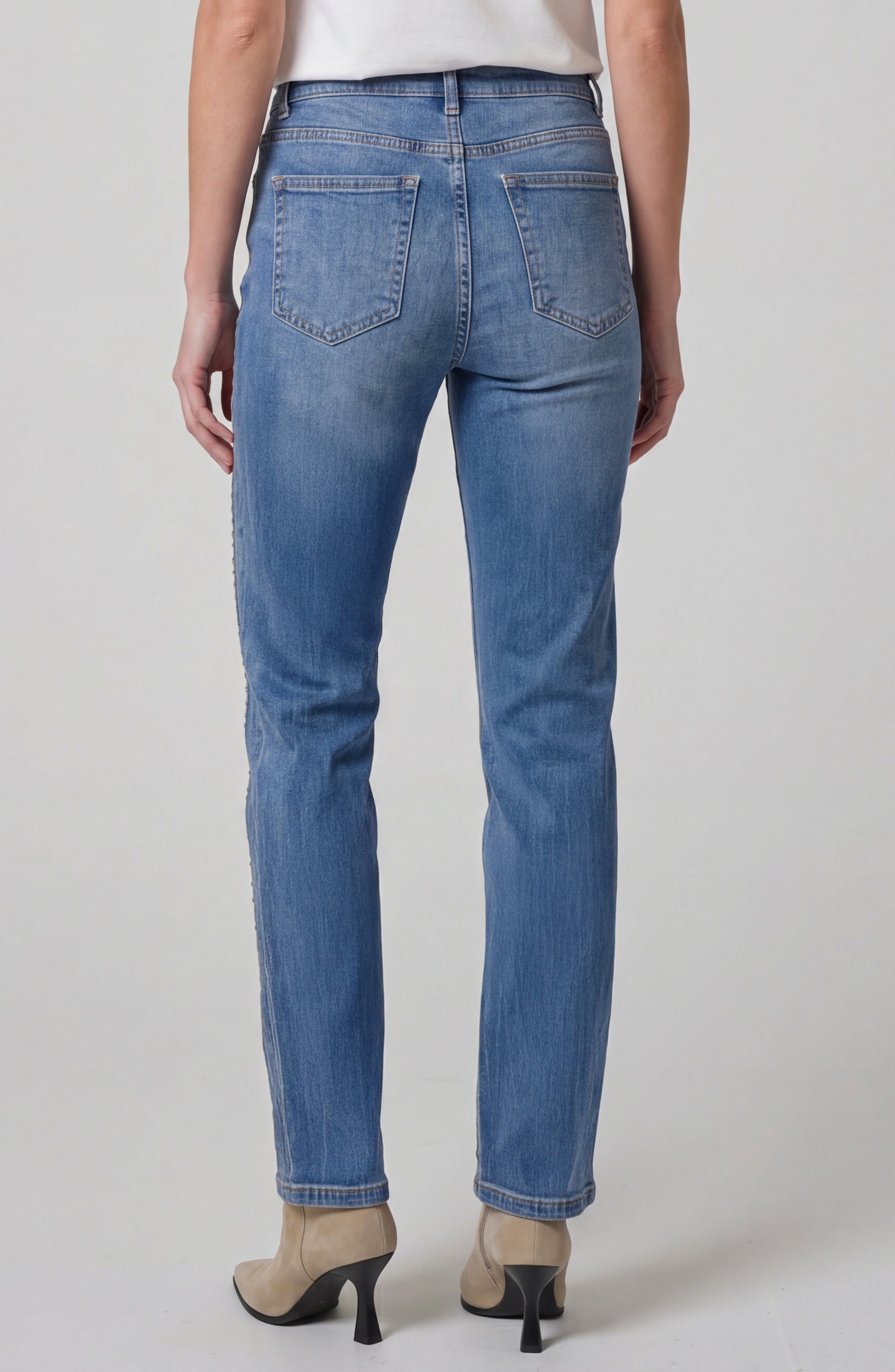 Kennedy Vertical Studding Straight Jeans Sunflare