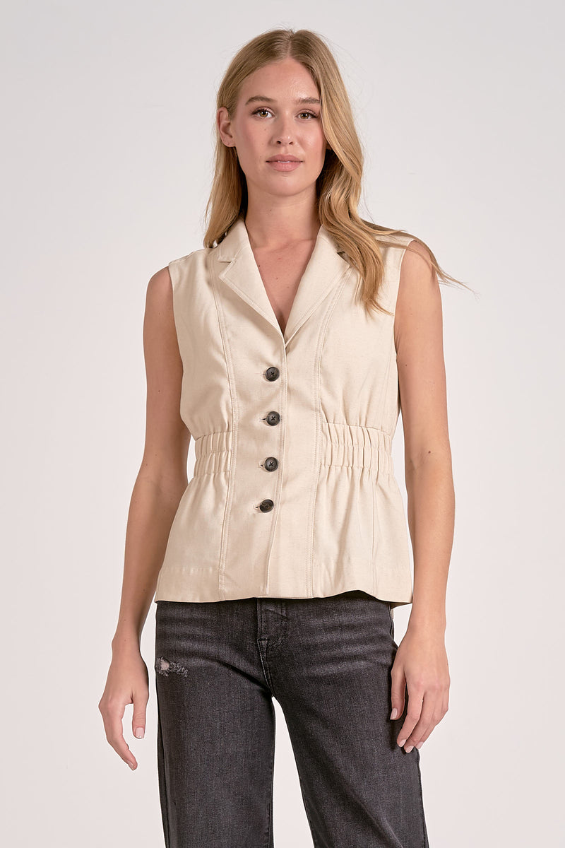 Gathered Waist Vest Top Natural