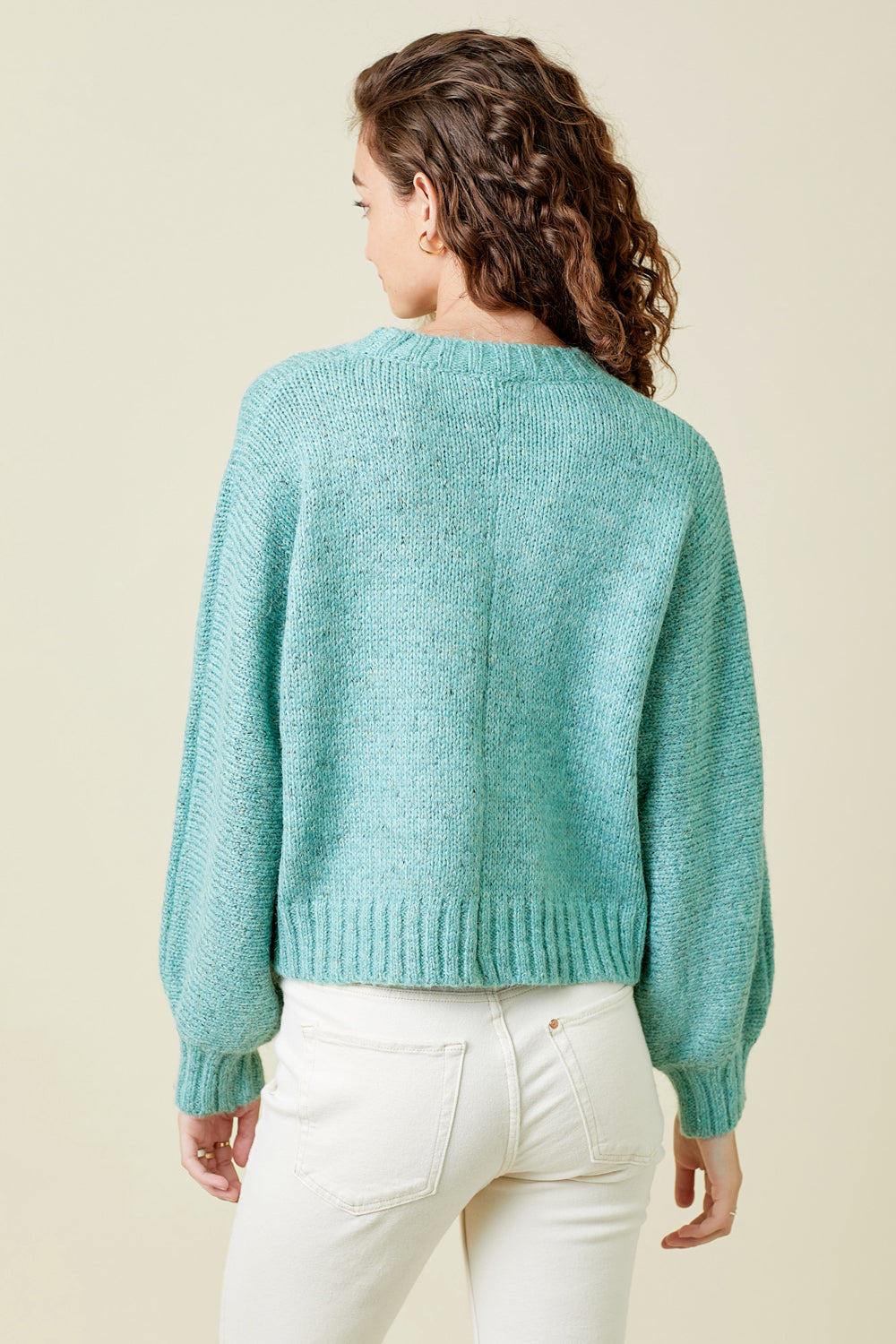 Weaving Detail Pullover Sweater Seafoam