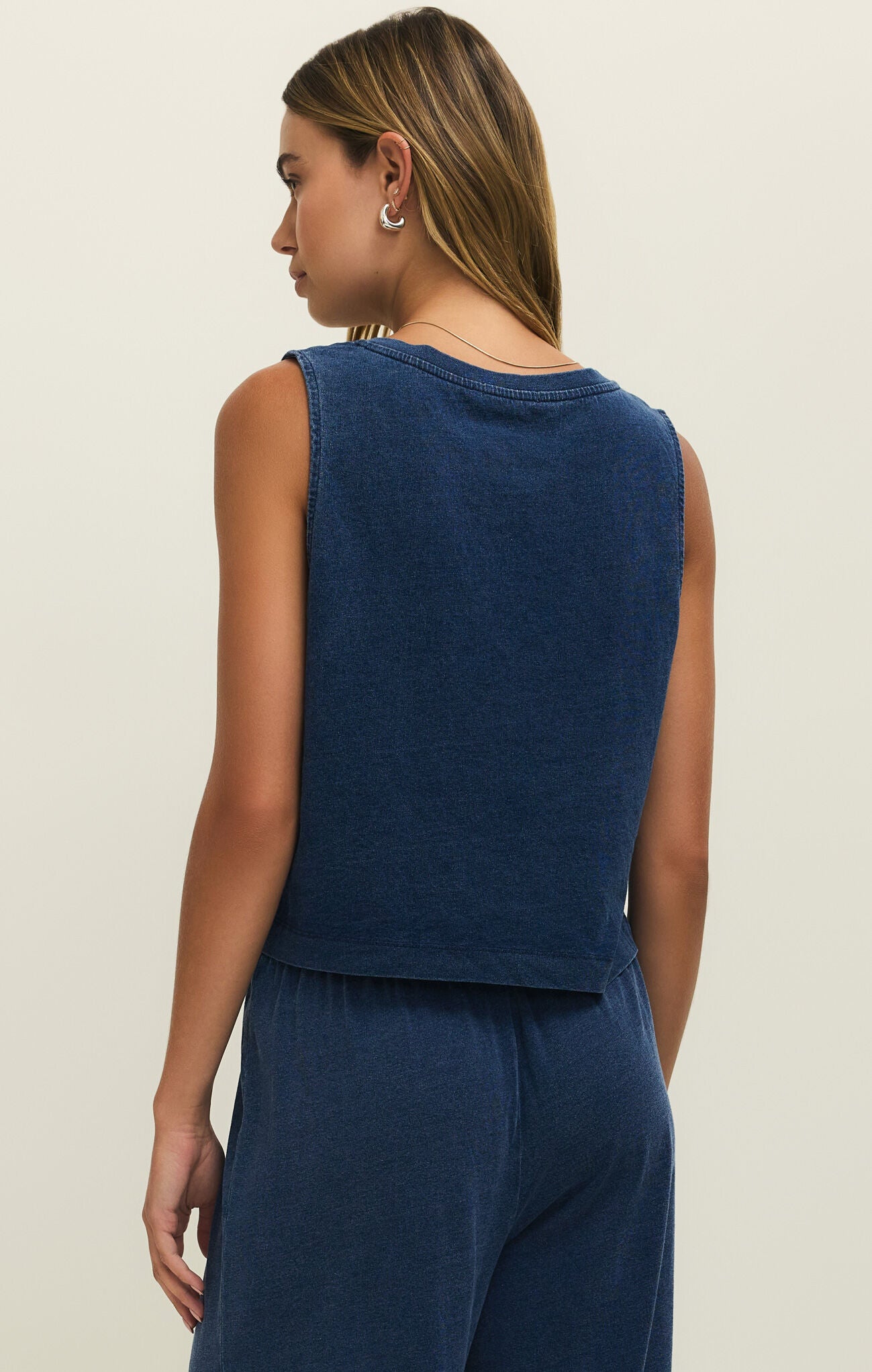 Sloane Vneck Denim Tank Indigo
