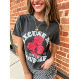 You Look Like You Love Me Rose Graphic Tee Washed Black