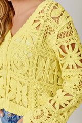 Crochet Button Up Jacket Lemon