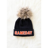 Game Day Pom Hat Black + Orange