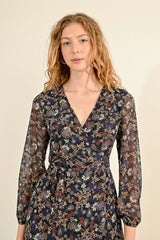 Western Floral Belted Ruffle Hem Maxi Dress Black Claire