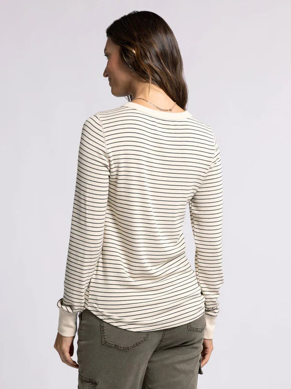 Stacy Long Sleeve Top White Swan Black Stripe