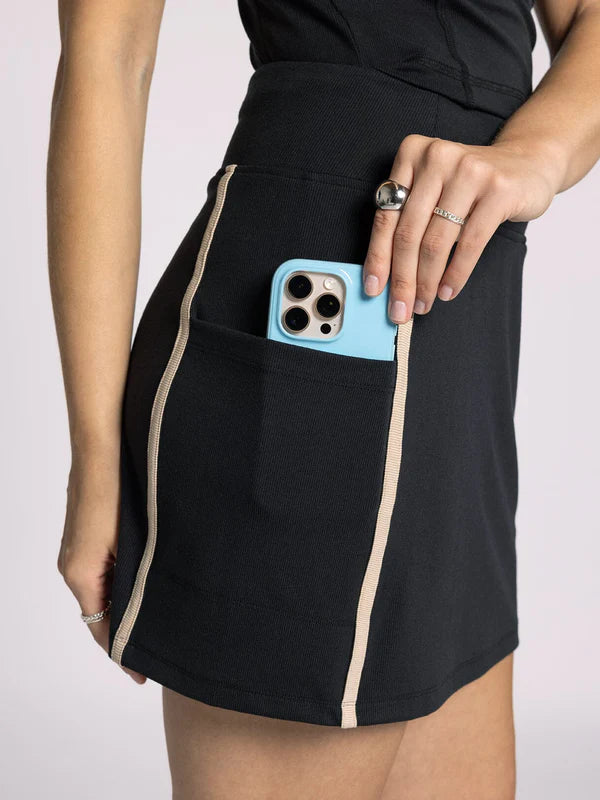 Carlton Contrast Piping Skort Black Oak Rib