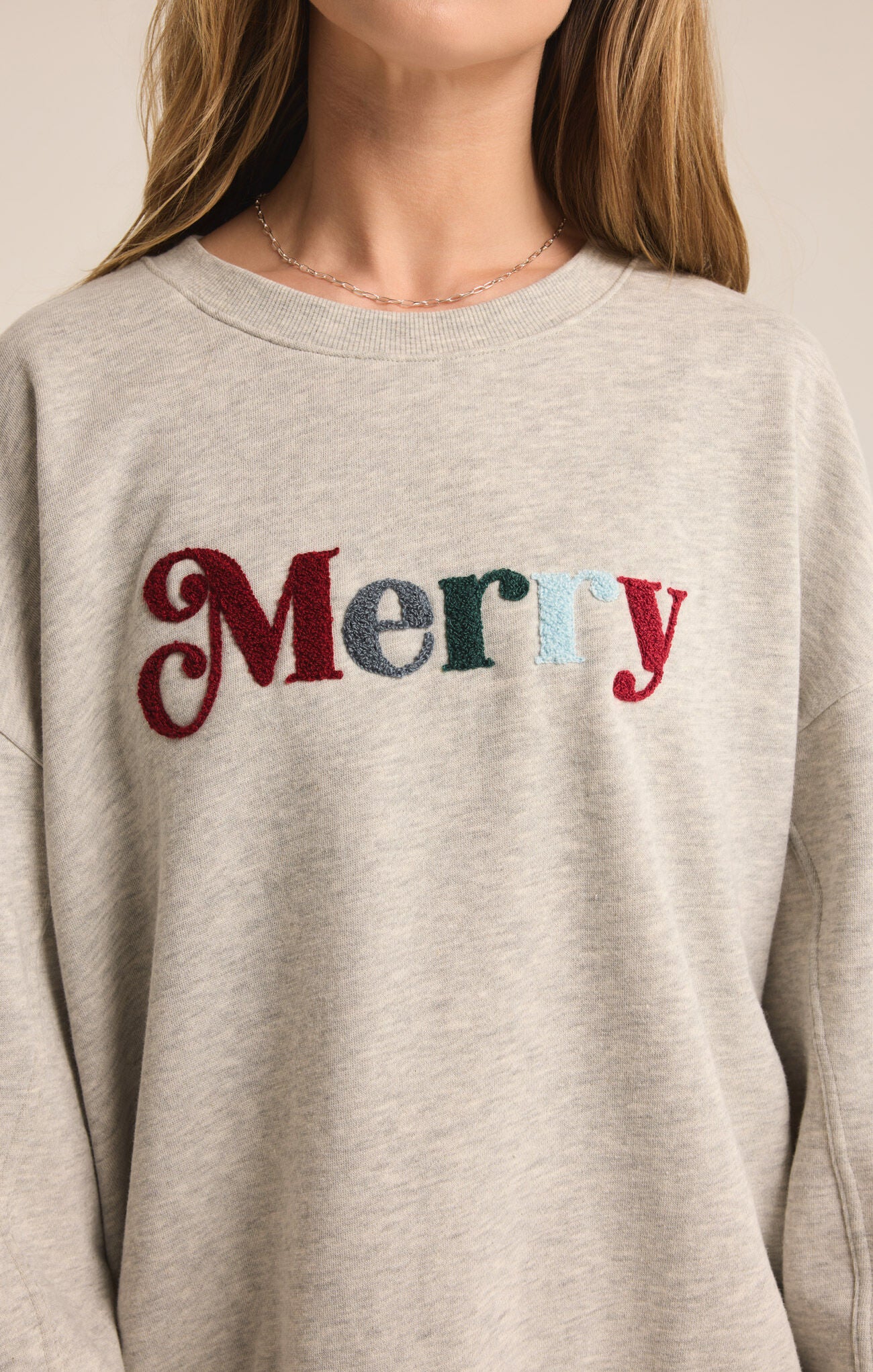 Merry Fleece Crew Neck Sweatshirt Light Heather Grey