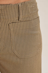 Stretchy Pinstripe Ankle Pants Olive