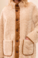 Reversible Fur Suede Coat Walnut