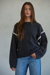 Mienna Stitched Details Sweater Charcoal