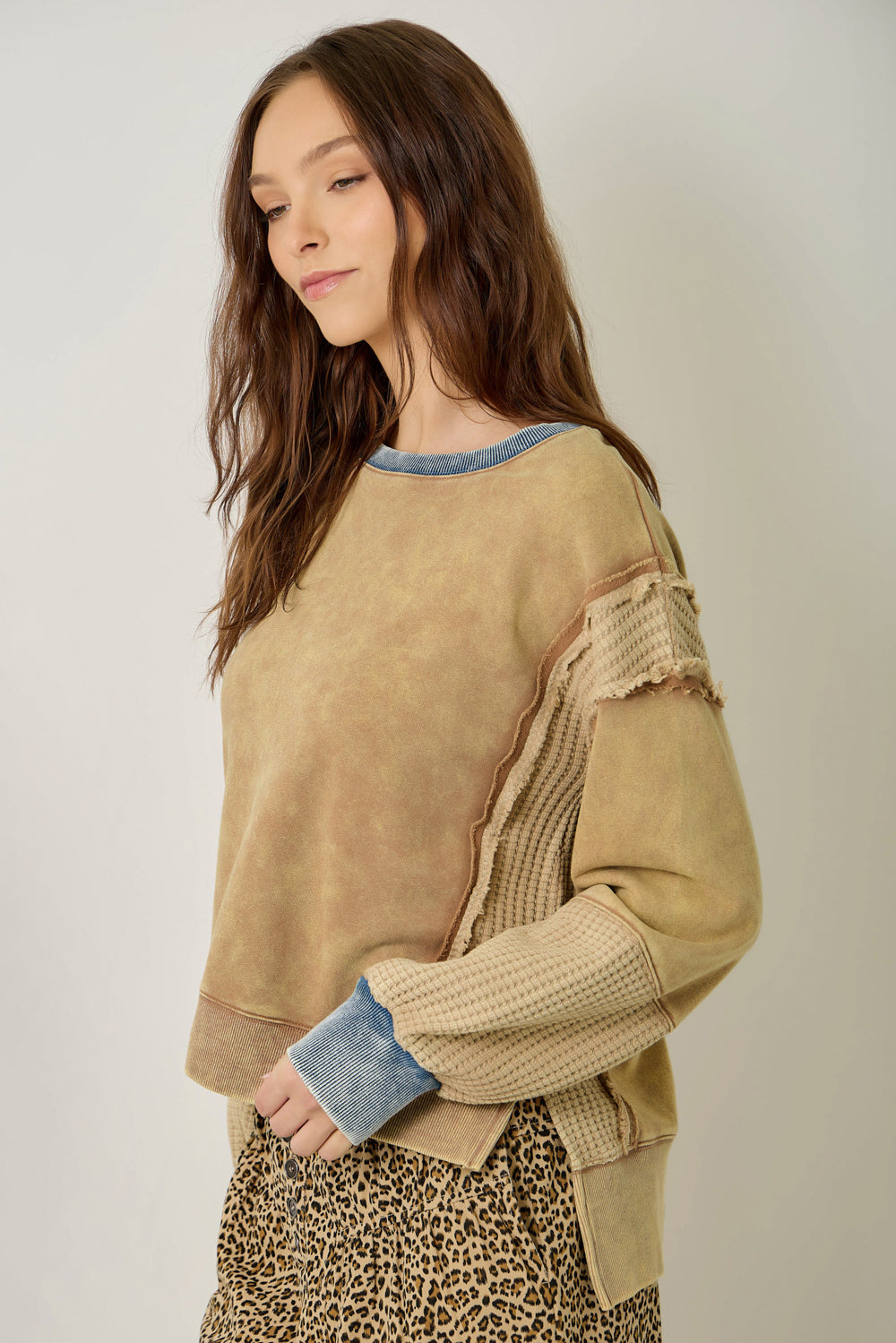 Mixed Media Washed Sweatshirt