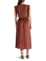 Allegra Ruffle Cap Sleeve Front Slit Midi Dress Cinnamon
