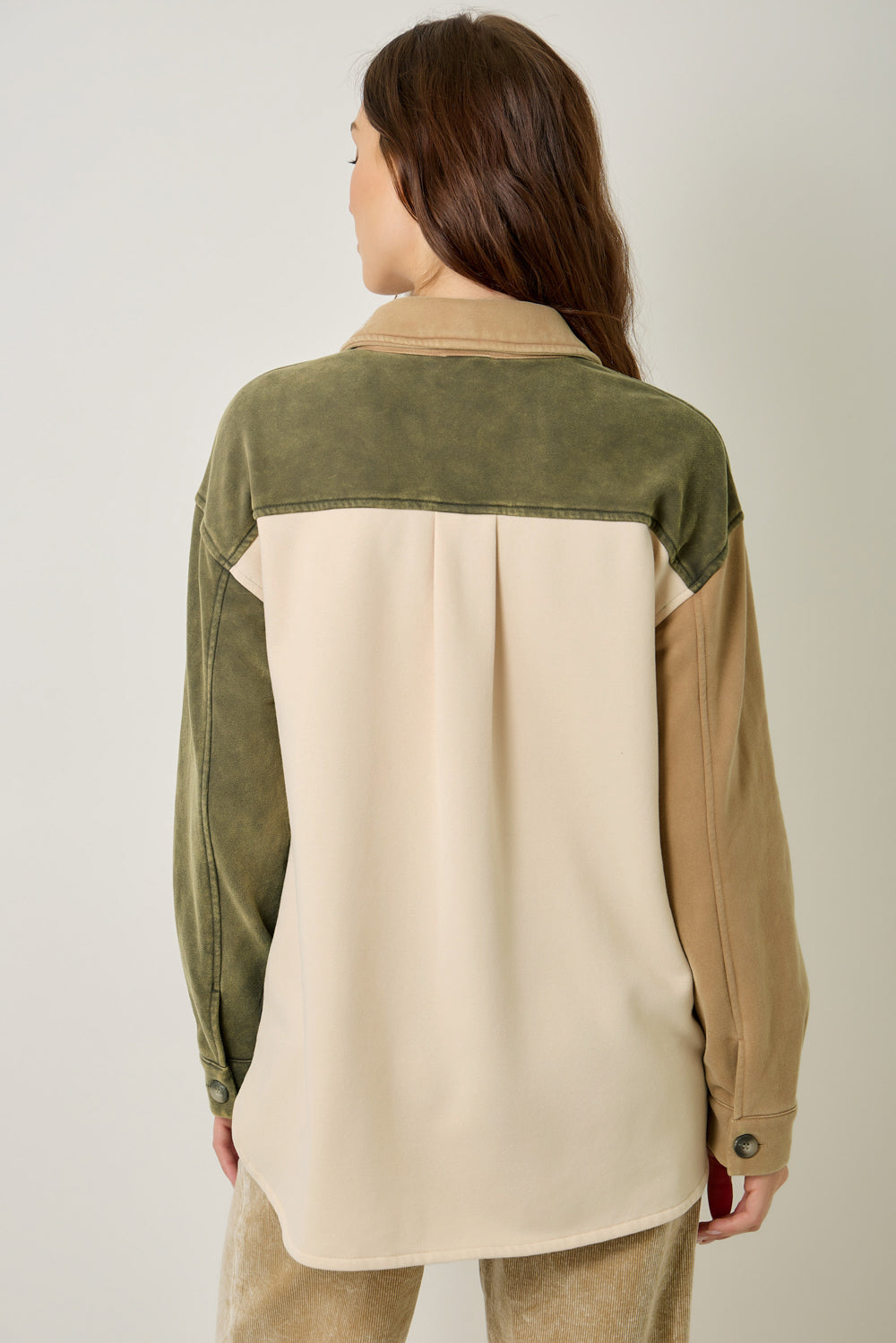 Color Block Combo Washed Jacket