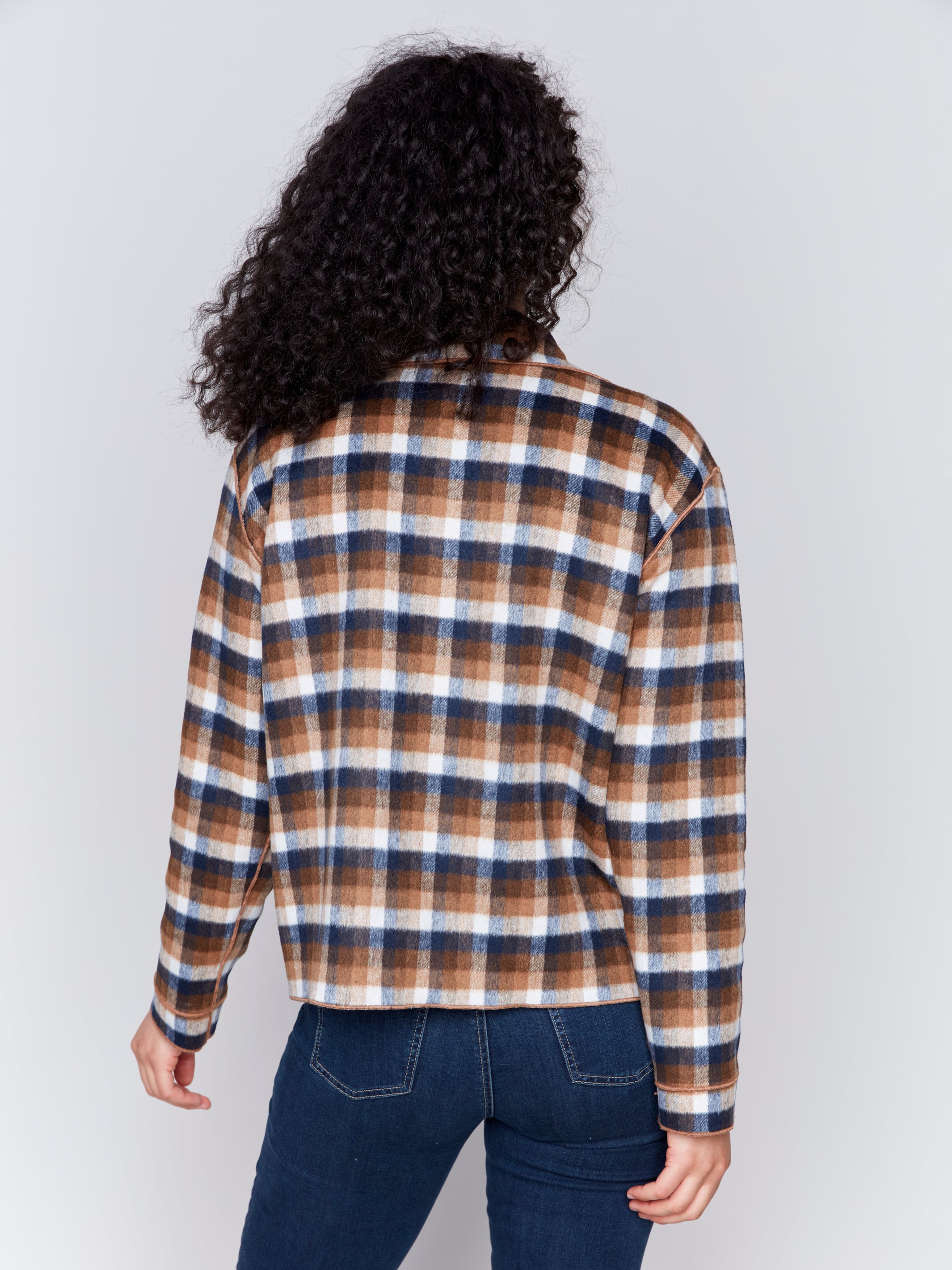 Reversible Plaid Oversized Jacket Truffle