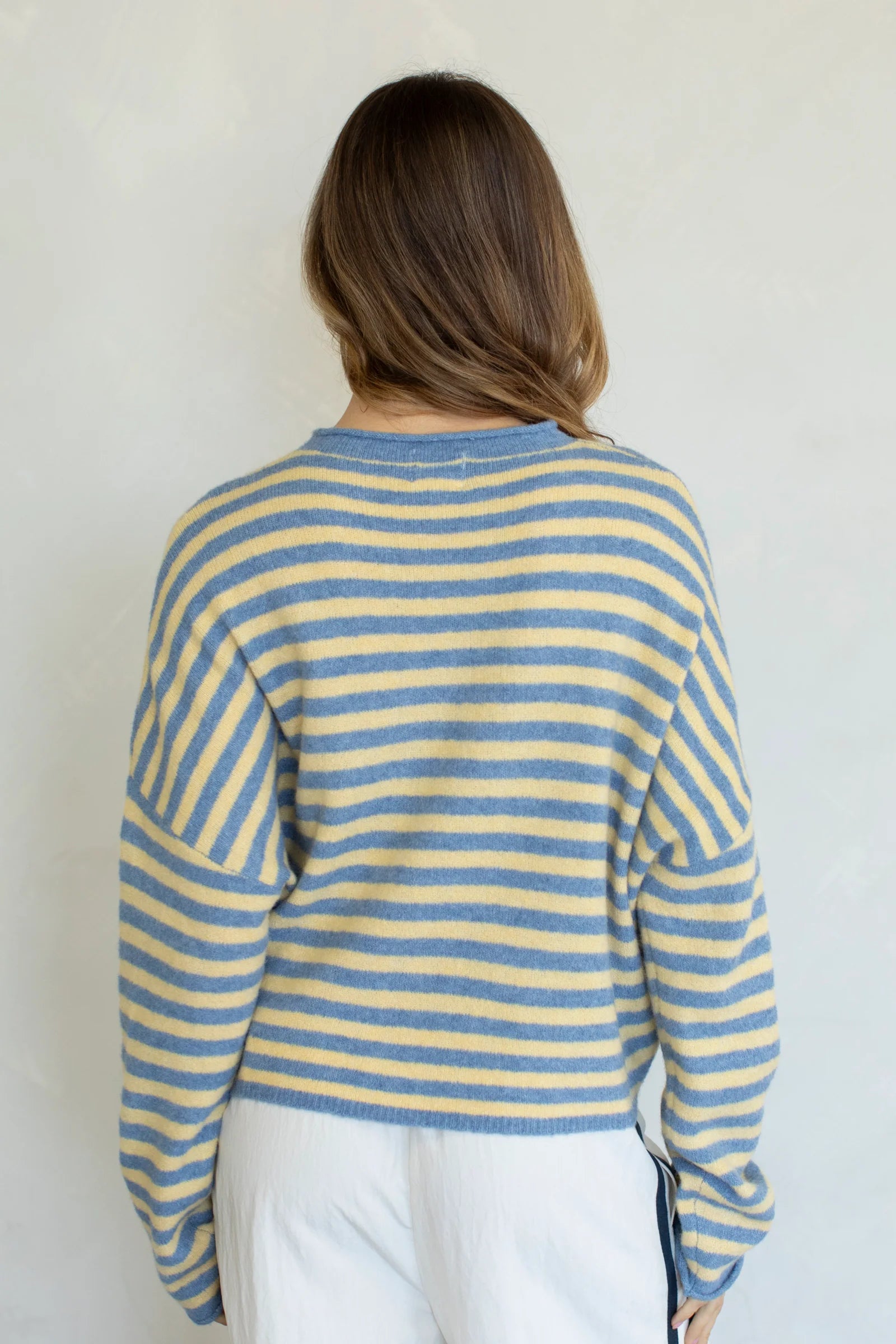 Striped Piper Cardigan Light Blue + Butter