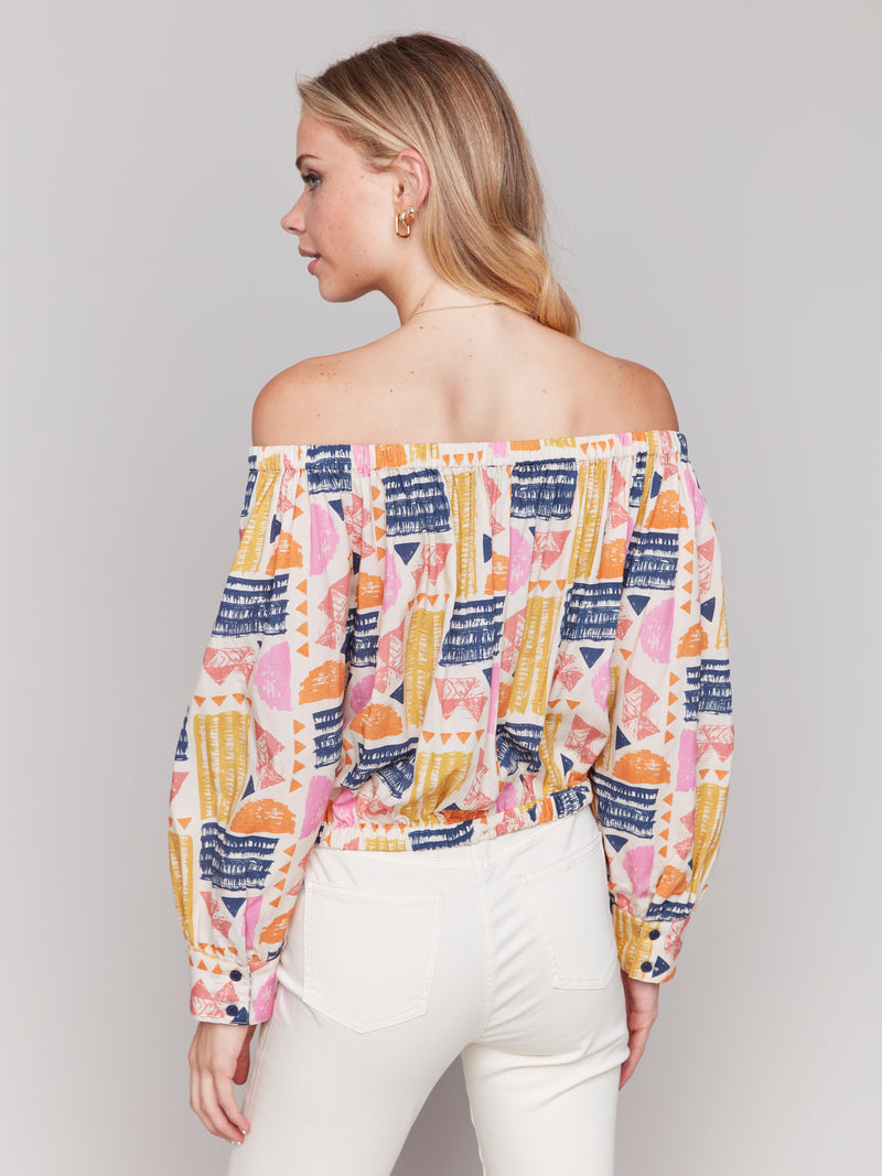 Off Shoulder Printed Blouse Batik