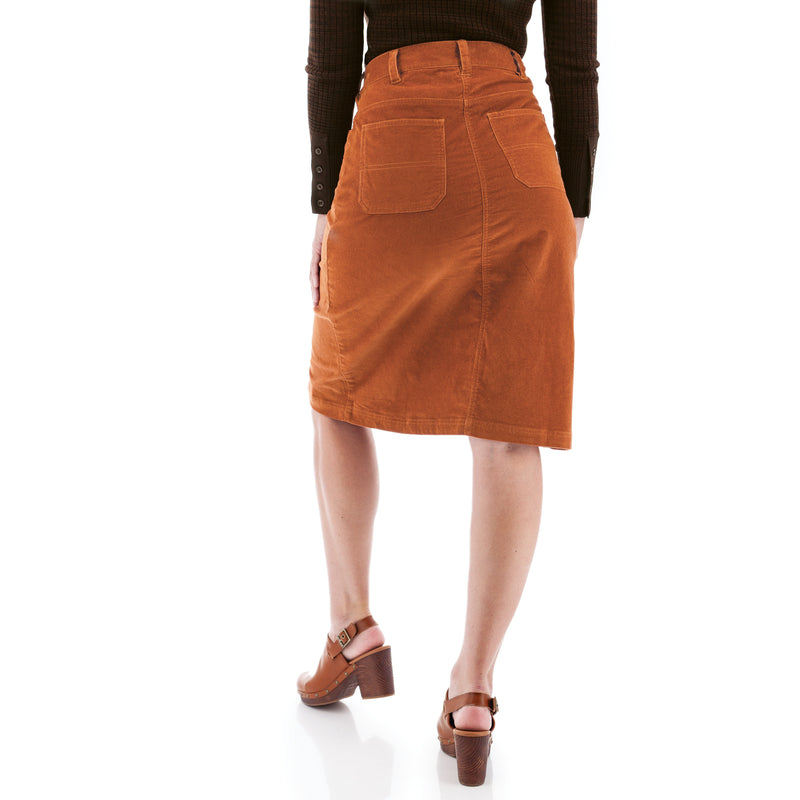 Rhyder Corduroy Button Detail Skirt Bombay Brown