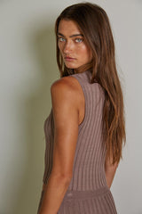Sydney Sweater Ribbed Tank Dark Mocha