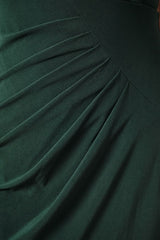 Surplice Flutter Asymmetric Pleats Midi Dress Forest Green