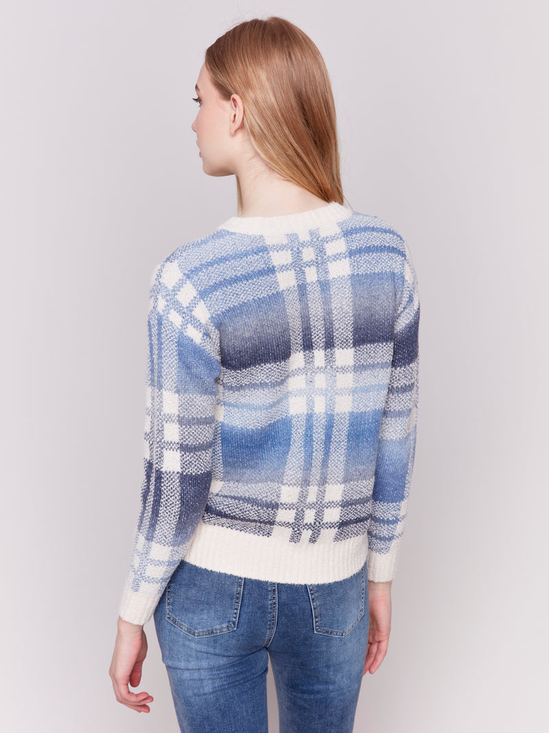 Plaid Space Dye Sweater Frost