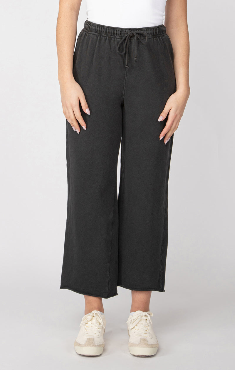 Straight Leg Cropped Lounge Pants Washed Black