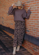 Slit Front Printed Maxi Skirt Butterscotch