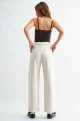 Patch Pocket Wide Leg Pants Cream