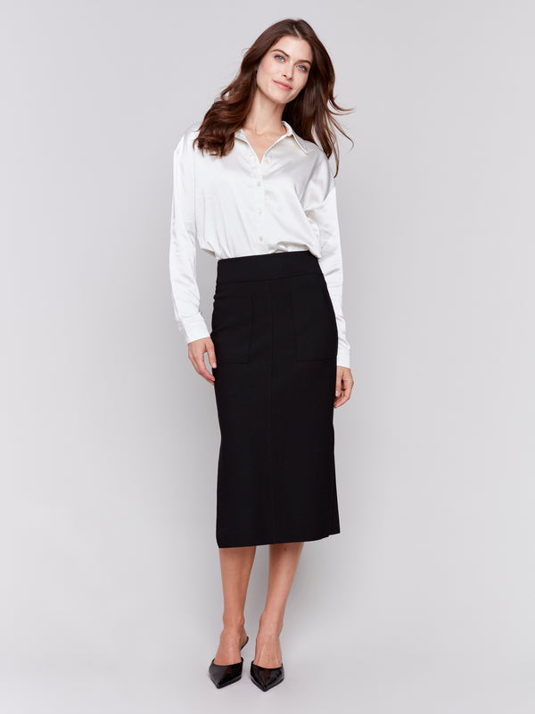 Gutsy Crepe Patch Pocket Skirt Black