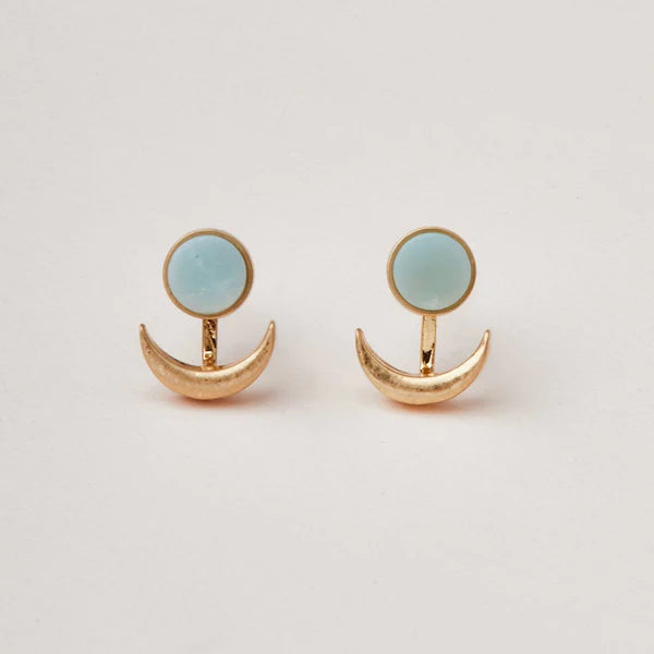 Stone Moon Phase Ear Jacket Amazonite + Gold