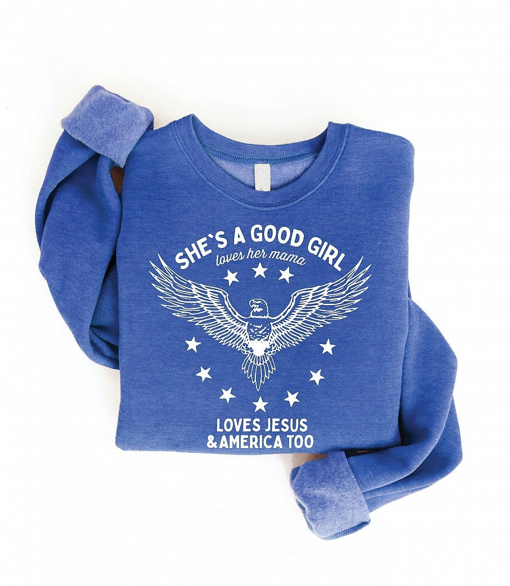 She's A Good Girl Graphic Sweatshirt Heather Royal