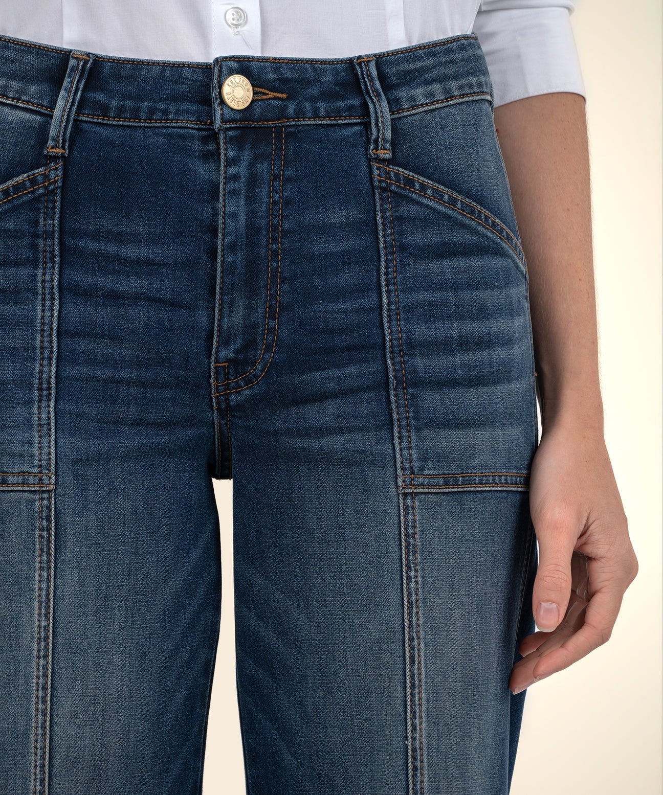 Jodi High Rise Front Seam Patch Pocket Wide Leg Jeans Energy