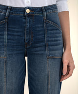 Jodi High Rise Front Seam Patch Pocket Wide Leg Jeans Energy
