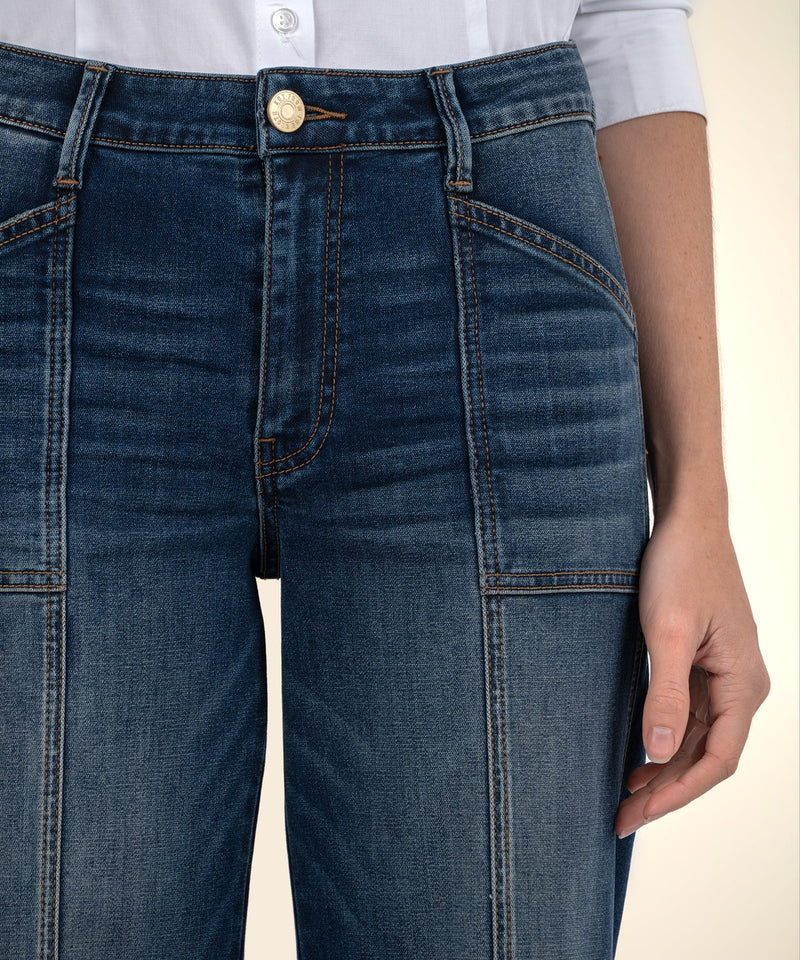 Jodi High Rise Front Seam Patch Pocket Wide Leg Jeans Energy