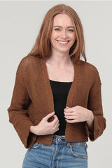 Light Weight Open Knit Sweater Cardigan Brown