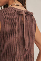 Sleeveless Chunky Sweater Twofer Midi Dress Chocolate + Mocha