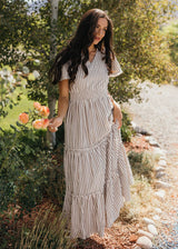 Eden Tiered Maxi Dress Birchwood Stripe