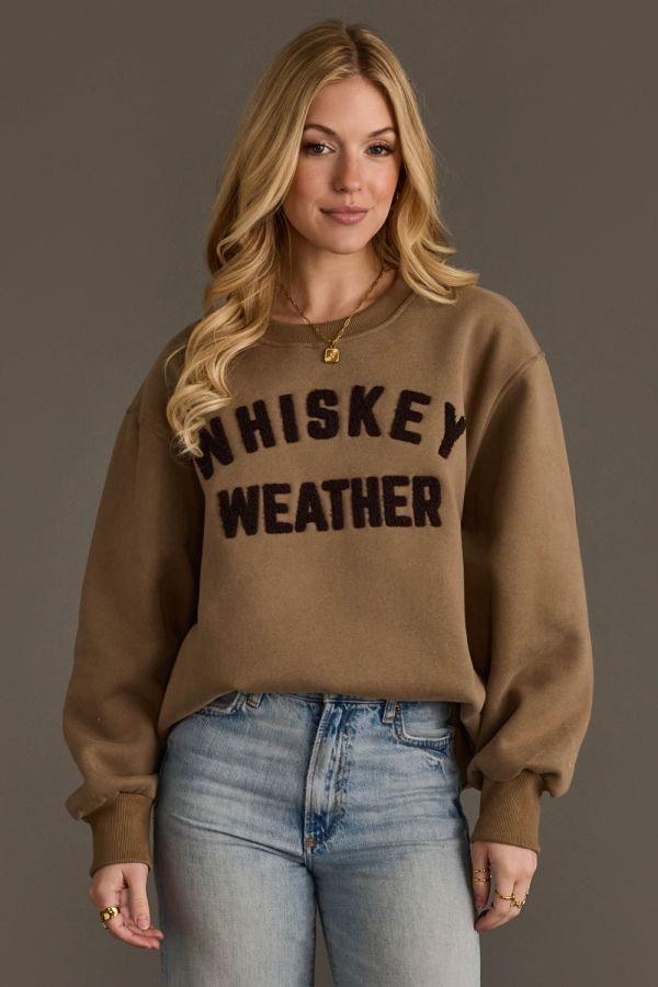 Relaxed Fit Textured Whiskey Weather Sweatshirt Taupe