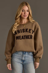 Relaxed Fit Textured Whiskey Weather Sweatshirt Taupe