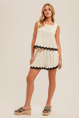 Rick Rack Trimmed Tank Oatmeal